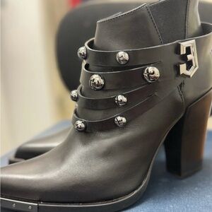 FABI Black Heeled Boots with Silver Details